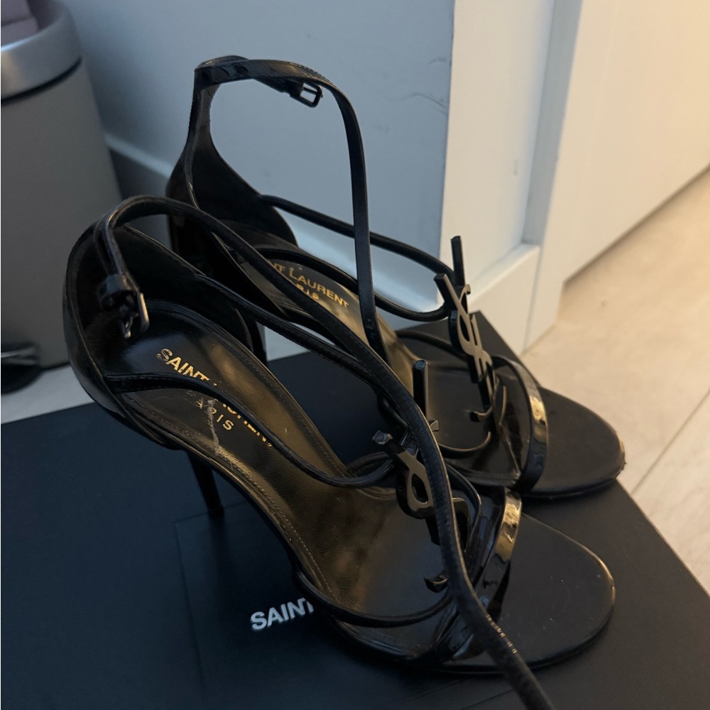Yves Saint Laurent Black Strappy Heels